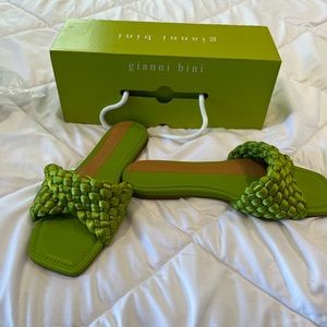Gianni Bini slides, lime green size 8 1/2